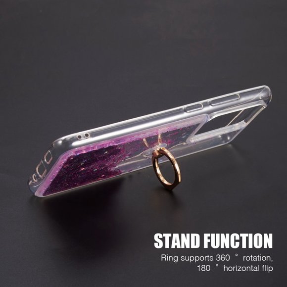 Pink Glitter Waterfall Case with Grip Ring for Galaxy S22 Plus - Picture 2 of 3